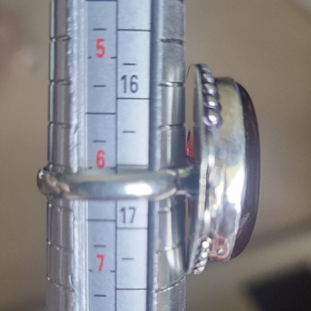 925 Silver Overlay Brown Agate Ring - image 6